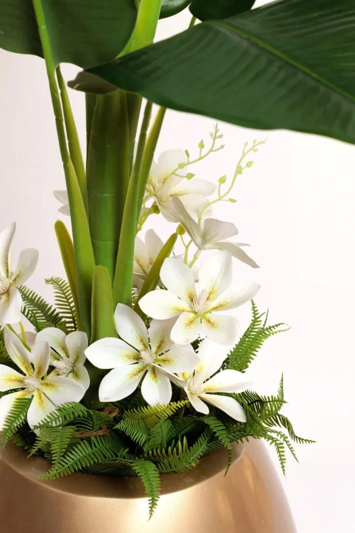 Banana 02 with Fogera shrubs and white flower Artificial Tree 180-190 cm - Image 4